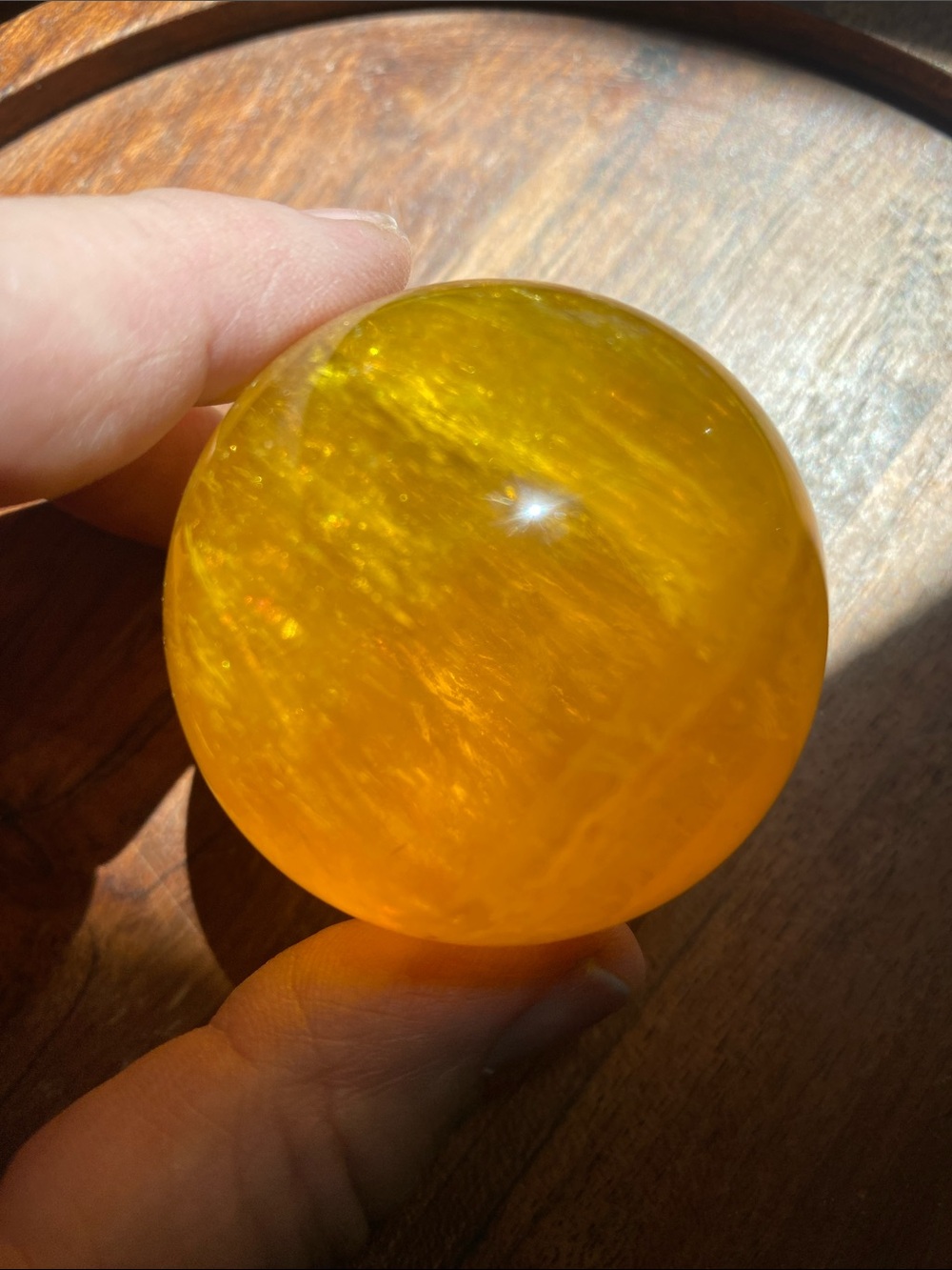 Yellow fluorite sphere - Picture 2 of 5